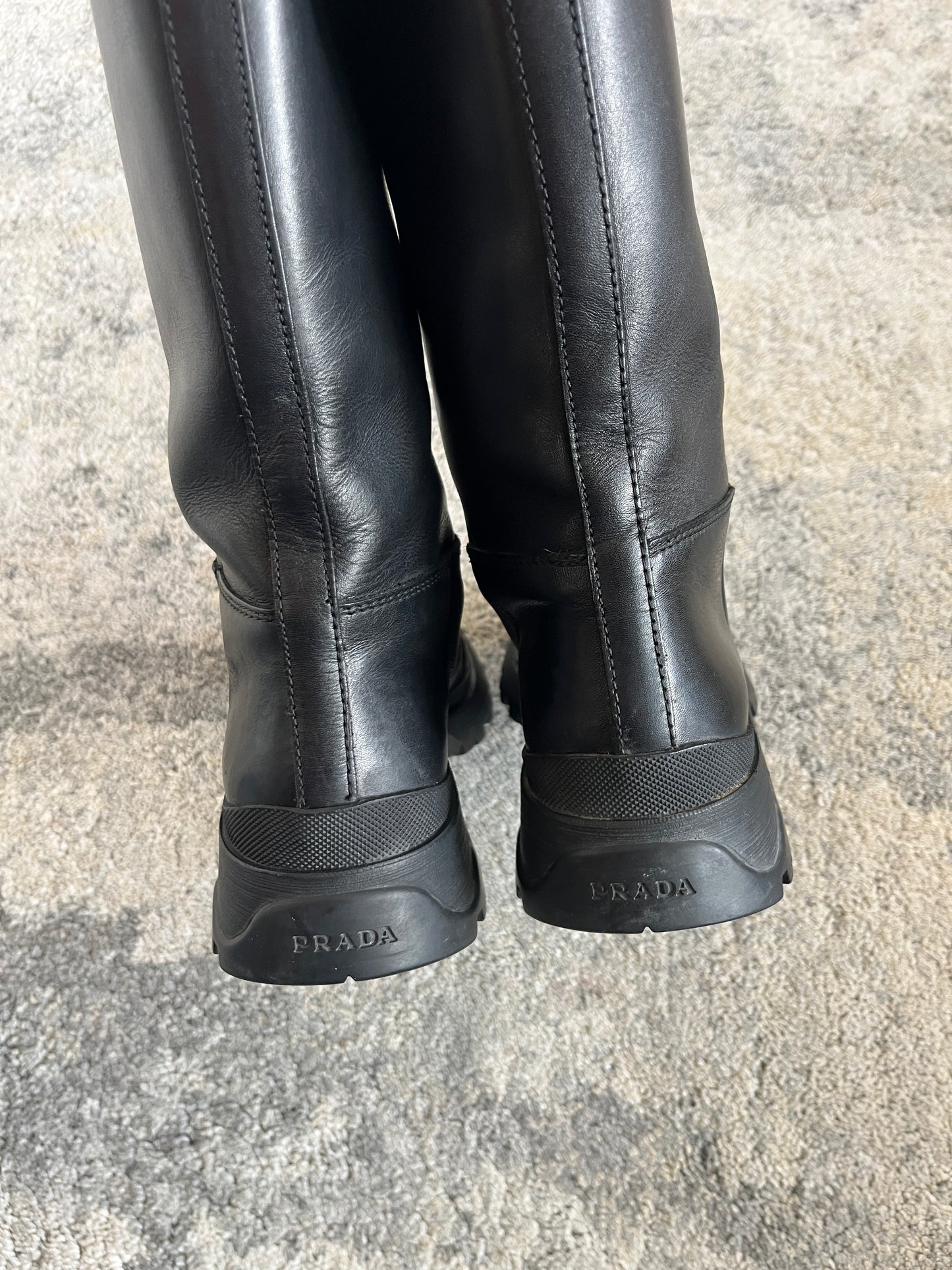 Prada FW2004 leather combat boots