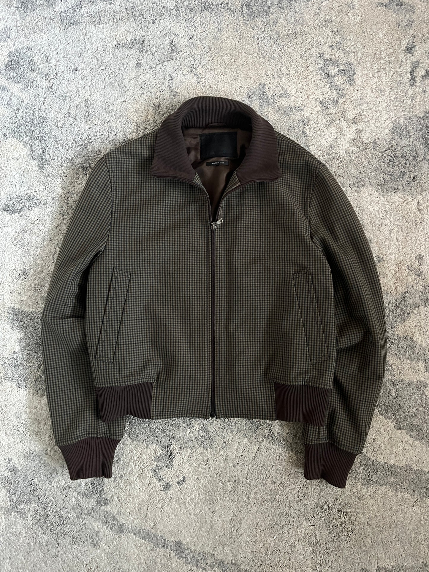 Prada FW2000 tartan nylon bomber