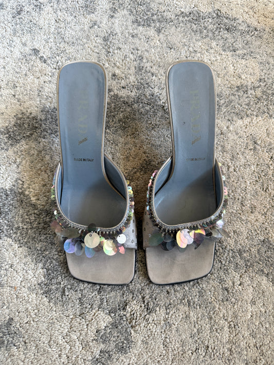 Prada SS2000 sequins mules heels