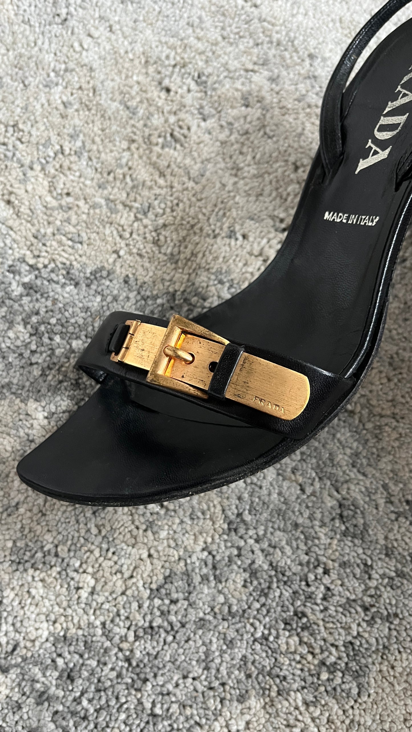 Prada 1990’s gold buckle heels
