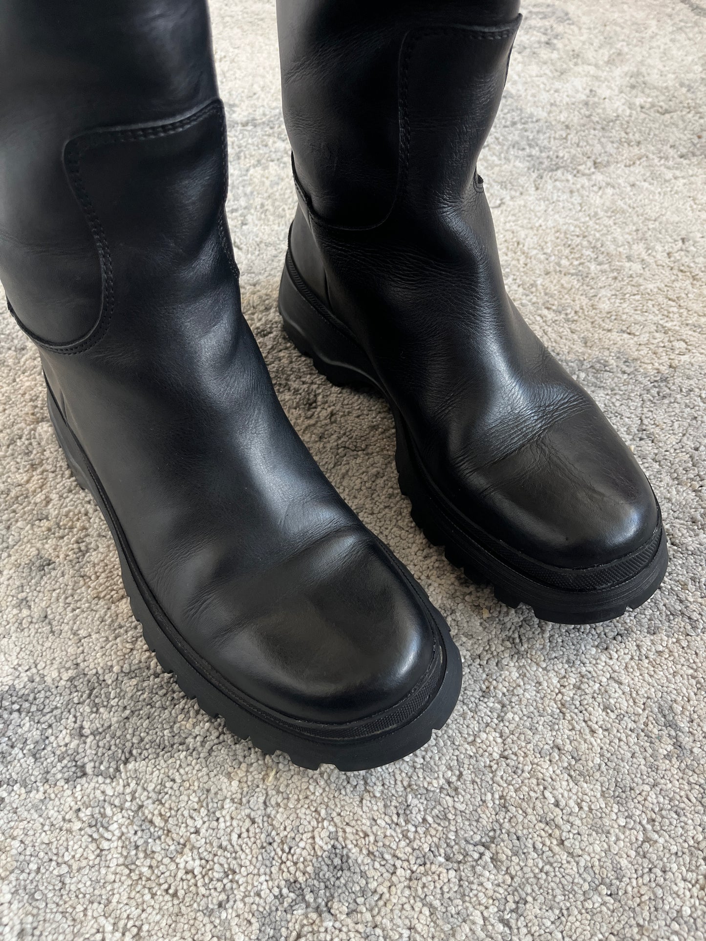 Prada FW2004 leather combat boots
