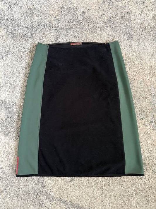 Prada 2000 fleece & nylon skirt