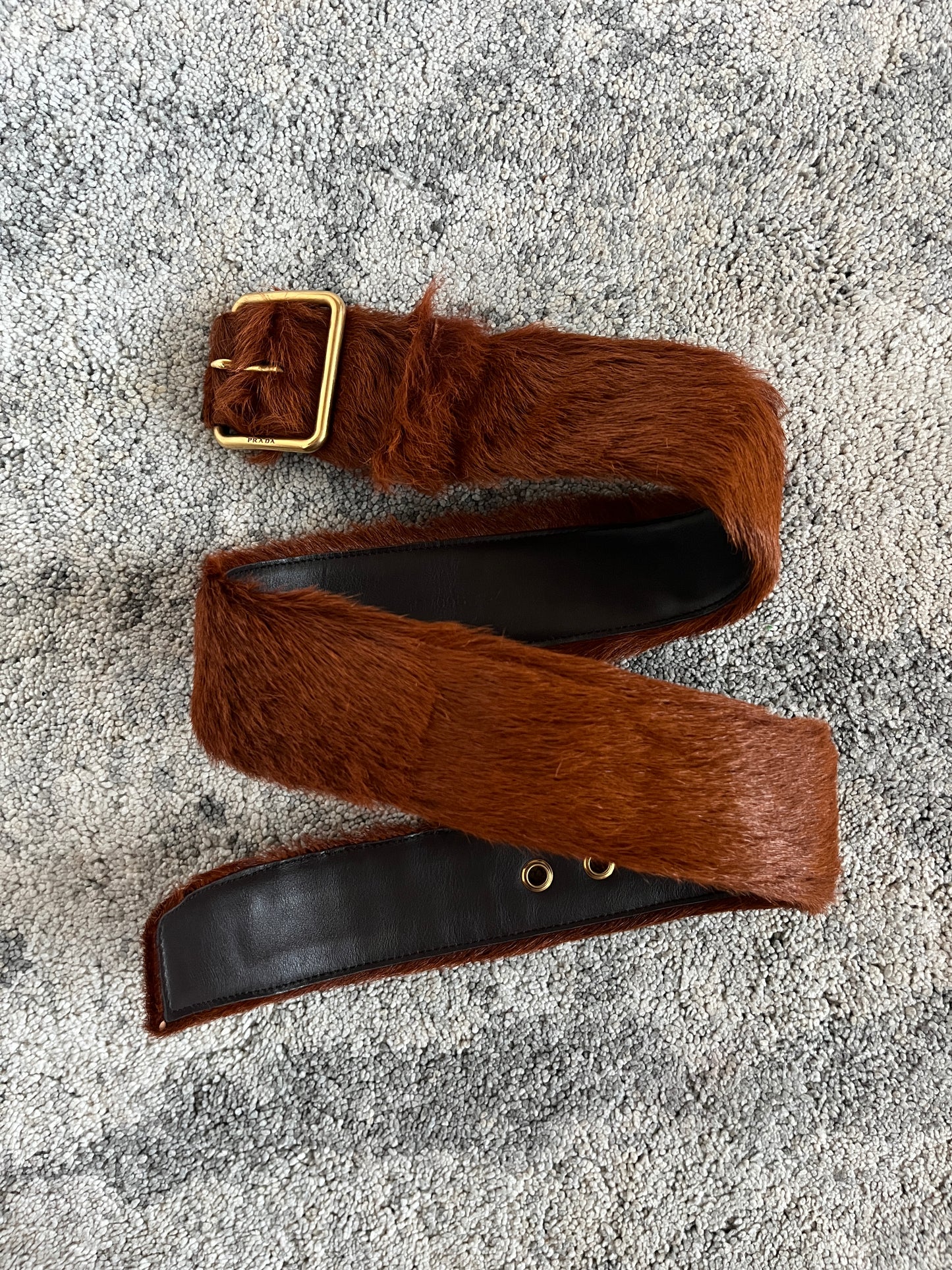 Prada FW2017 cognac fur belt