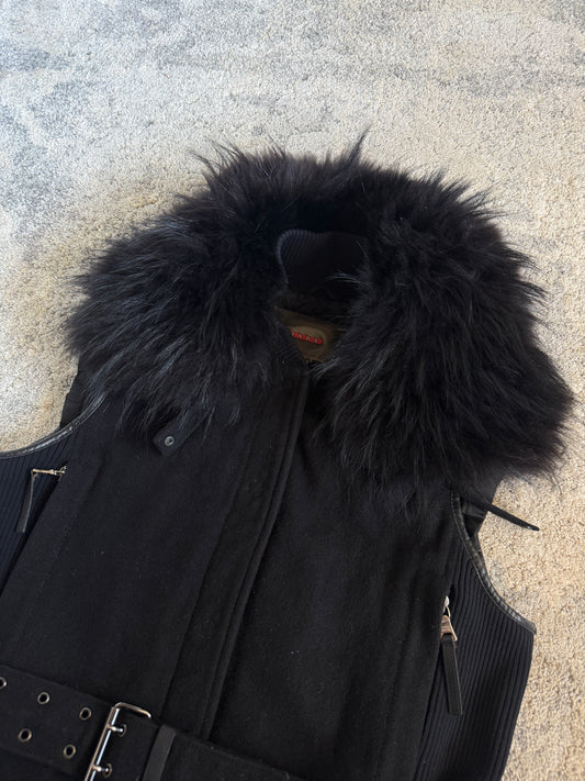 Prada FW2000 nylon jacket with fur collar