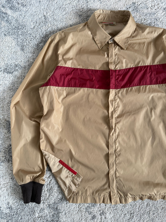 Prada 2000 nylon zip shirt with wool cuffs