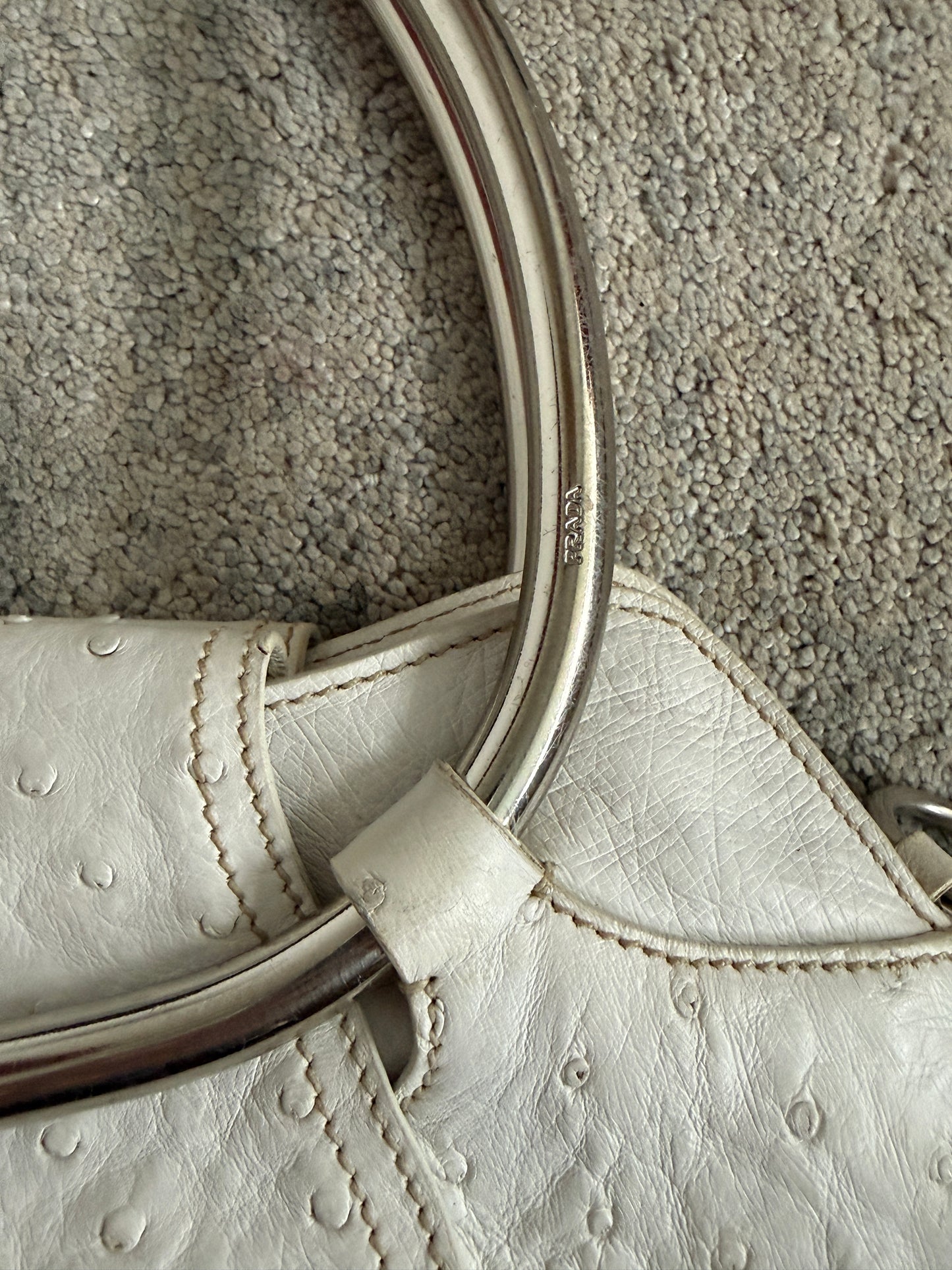 Prada SS2003 ostrich leather metal handle bag