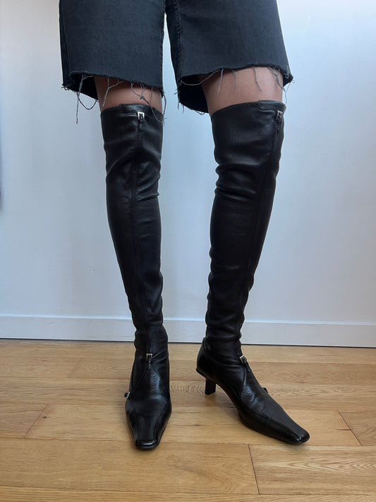Prada 2000´s stretch leather high knee boots Size