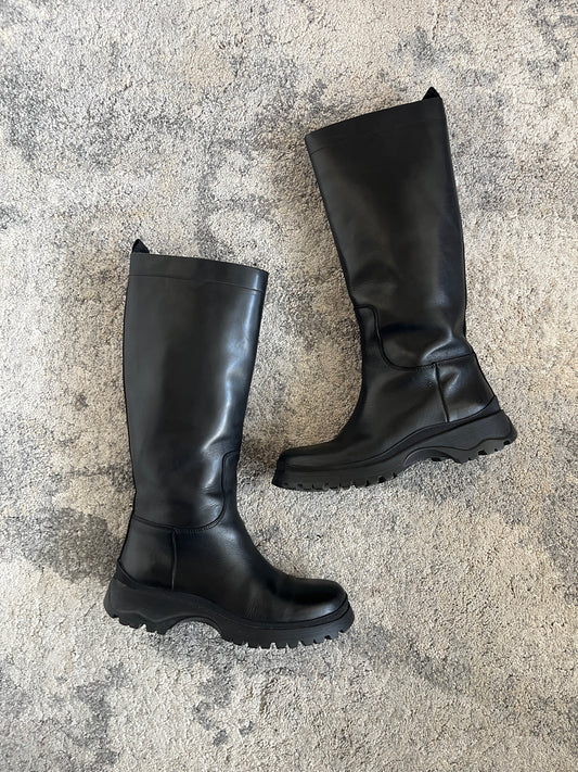 Prada FW2004 leather combat boots