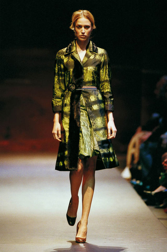 Prada FW2004 embellished nylon long coat