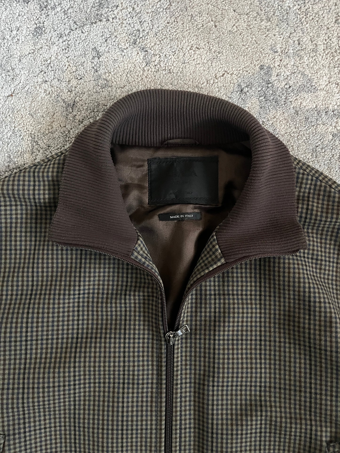 Prada FW2000 tartan nylon bomber