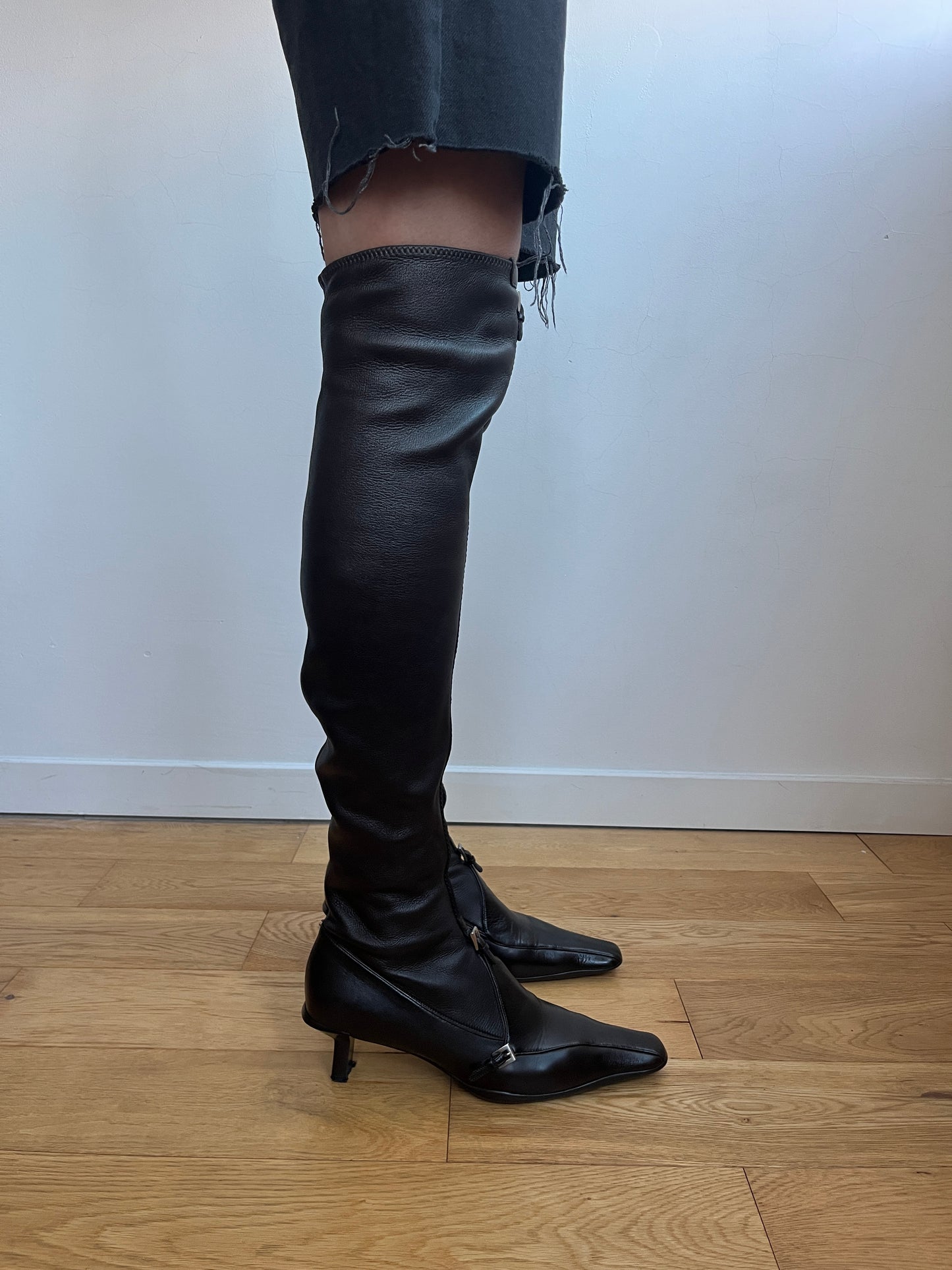Prada 2000´s stretch leather high knee boots Size