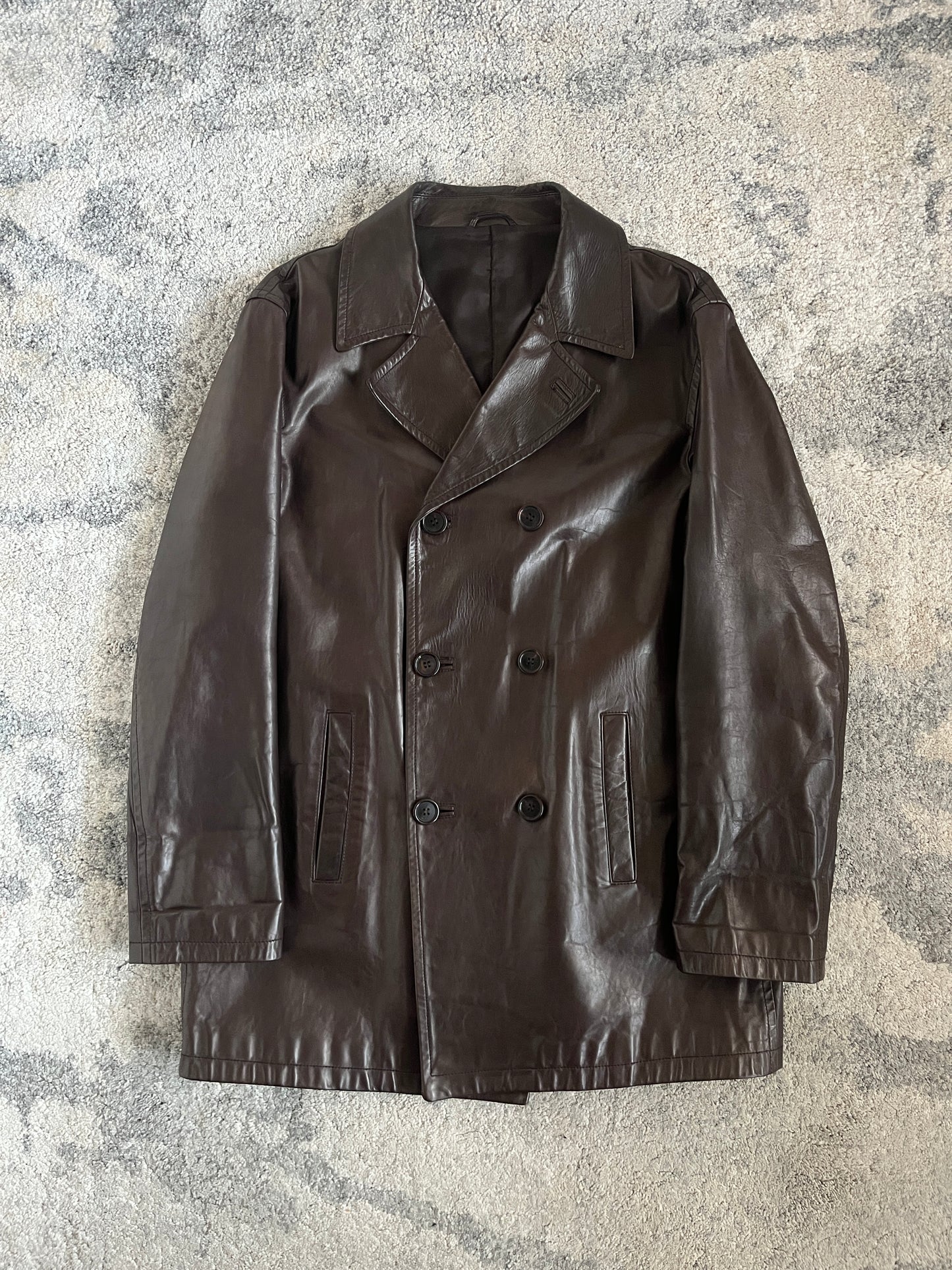 Prada FW1998 double breasted leather jacket