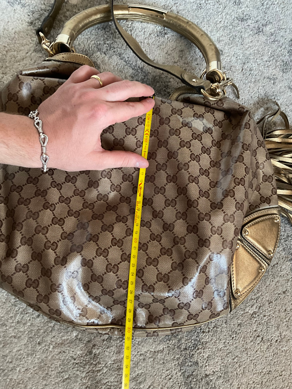 Gucci 2008 waxed monogram Indy bag