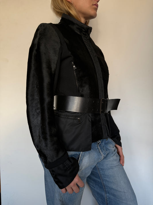 Prada 2000’s pony hair & nylon jacket