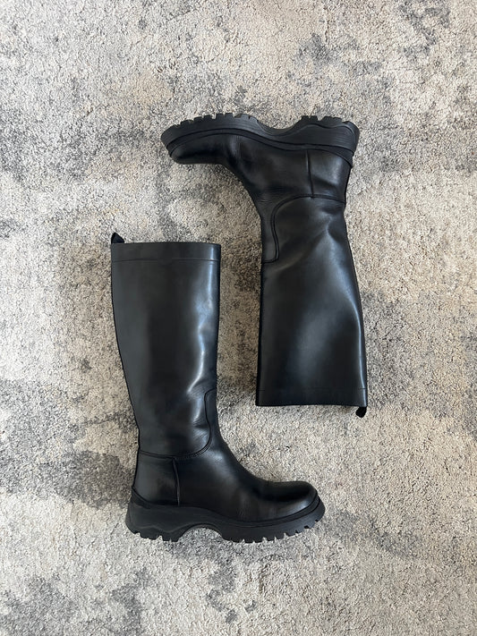 Prada FW2004 leather combat boots