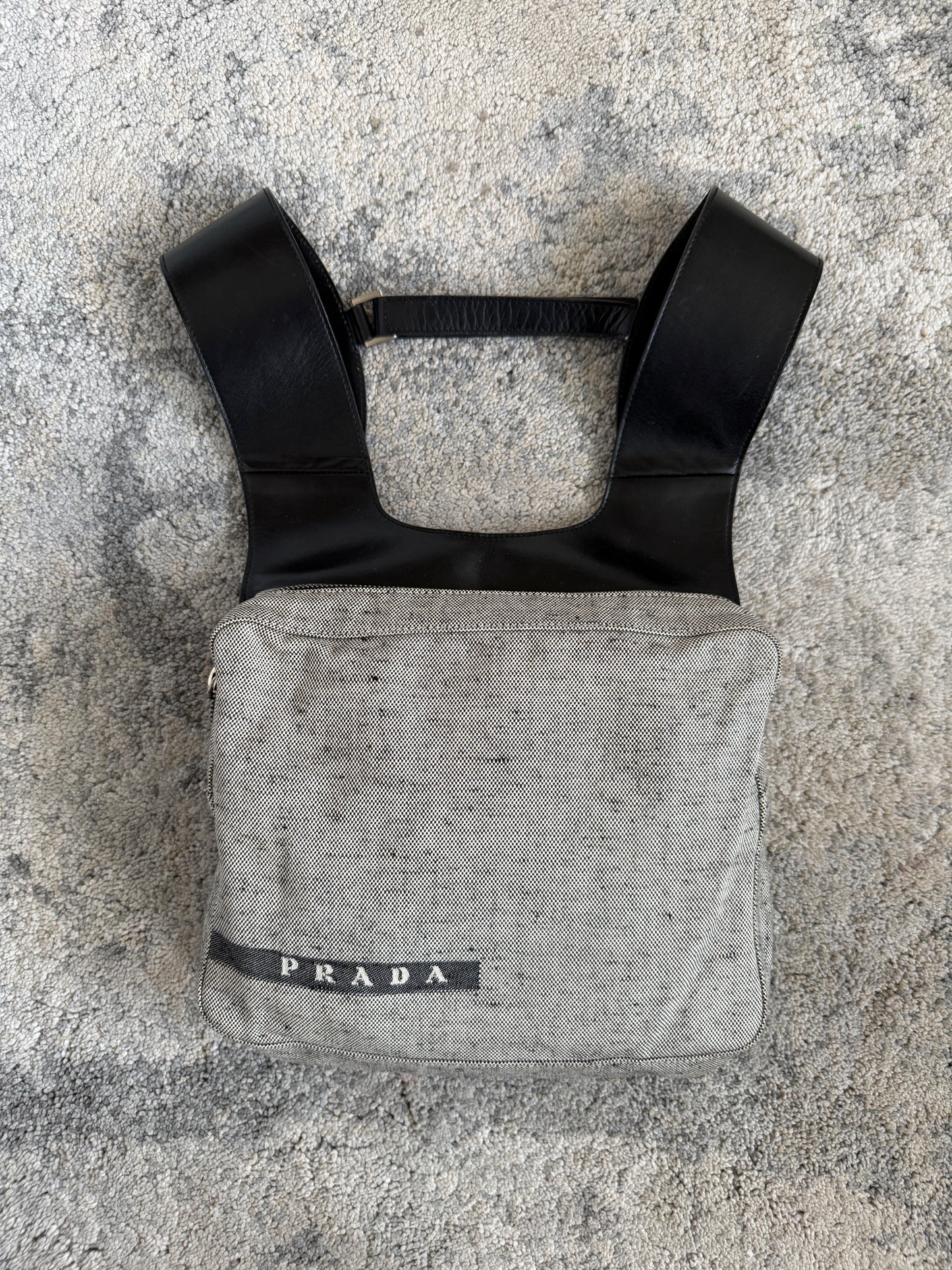 Prada SS1999 linen & leather backpack