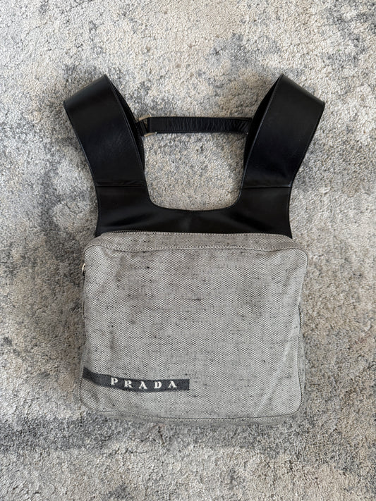 Prada SS1999 linen & leather backpack