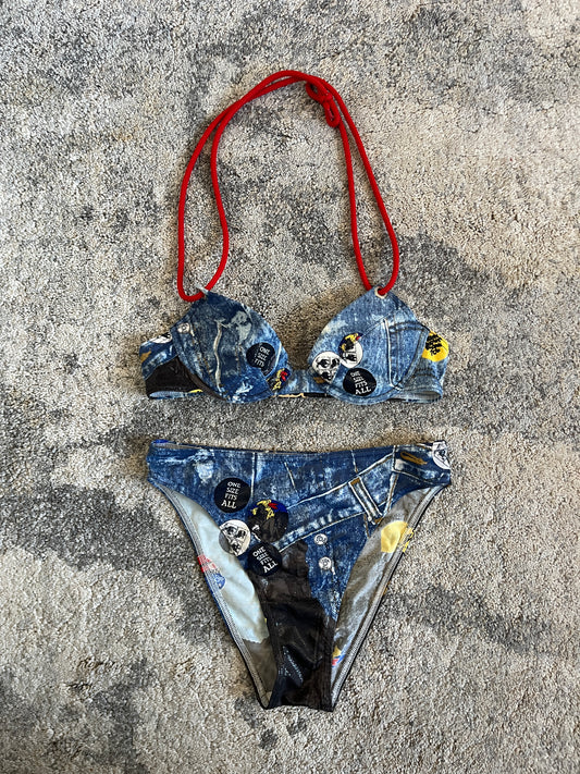 Dior 2002 diorella trompe l’œil denim swimwear set