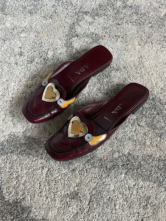 Prada SS2000 metal hearts mules