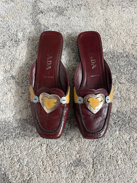 Prada SS2000 metal hearts mules