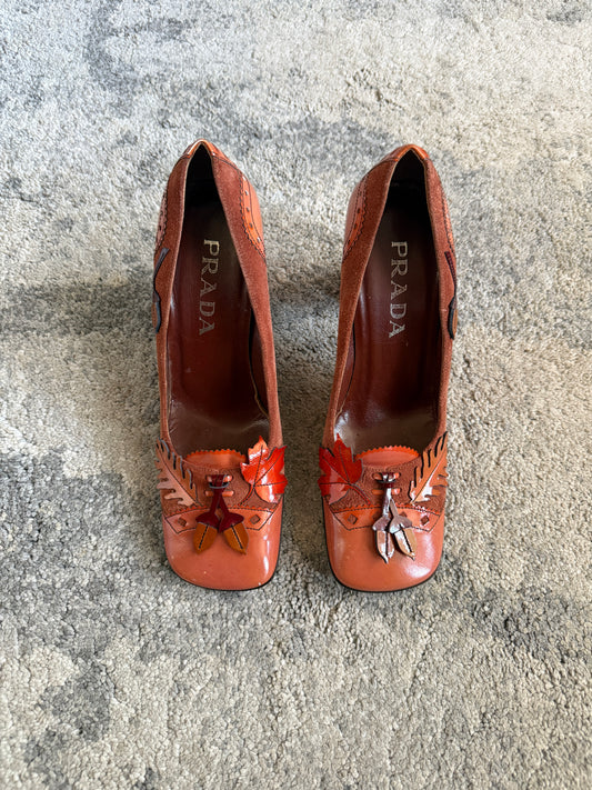 Prada FW1999 leaf leather heels