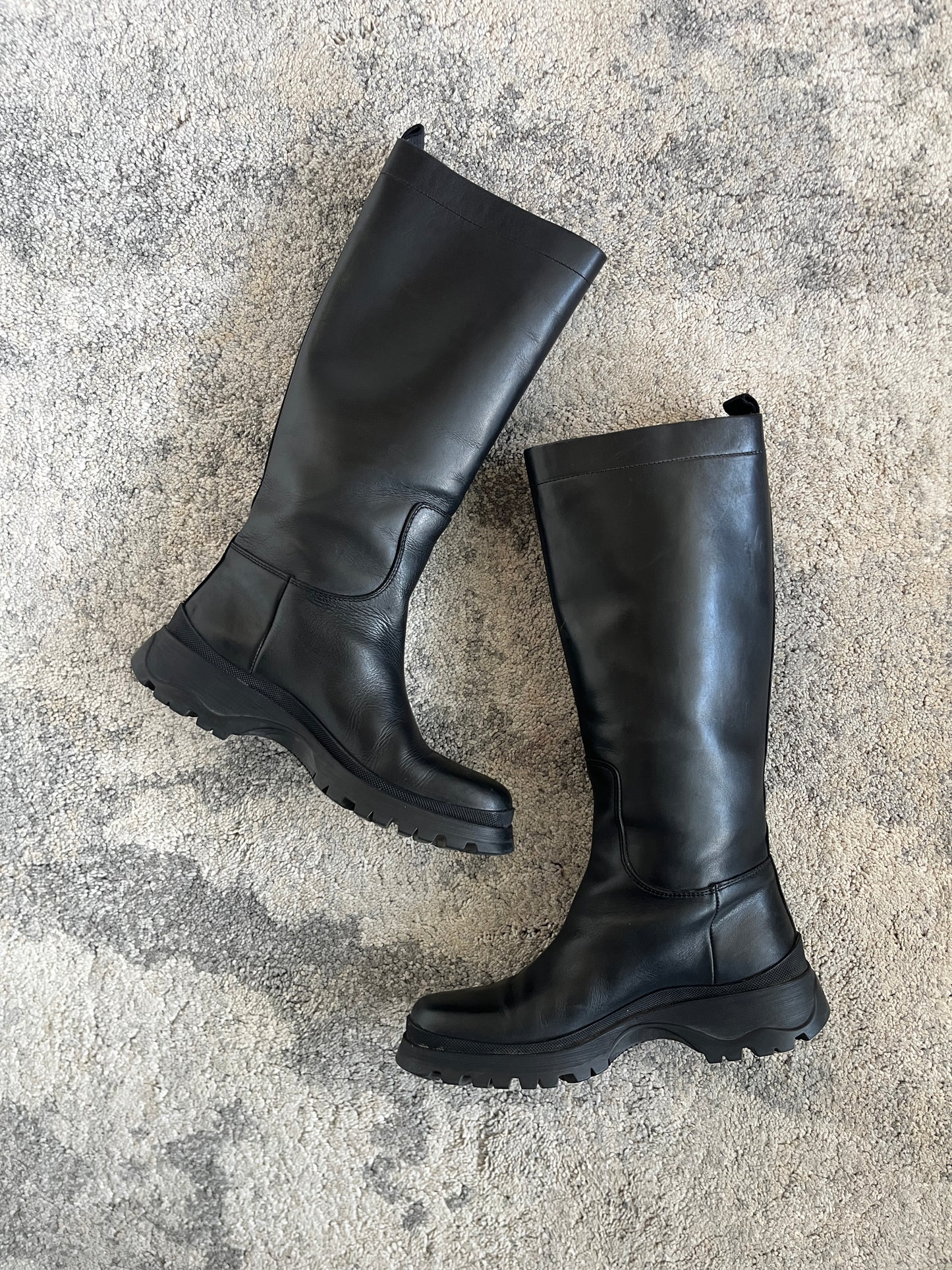 Prada FW2004 leather combat boots