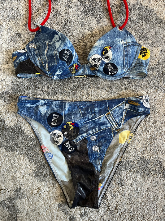 Dior 2002 diorella trompe l’œil denim swimwear set