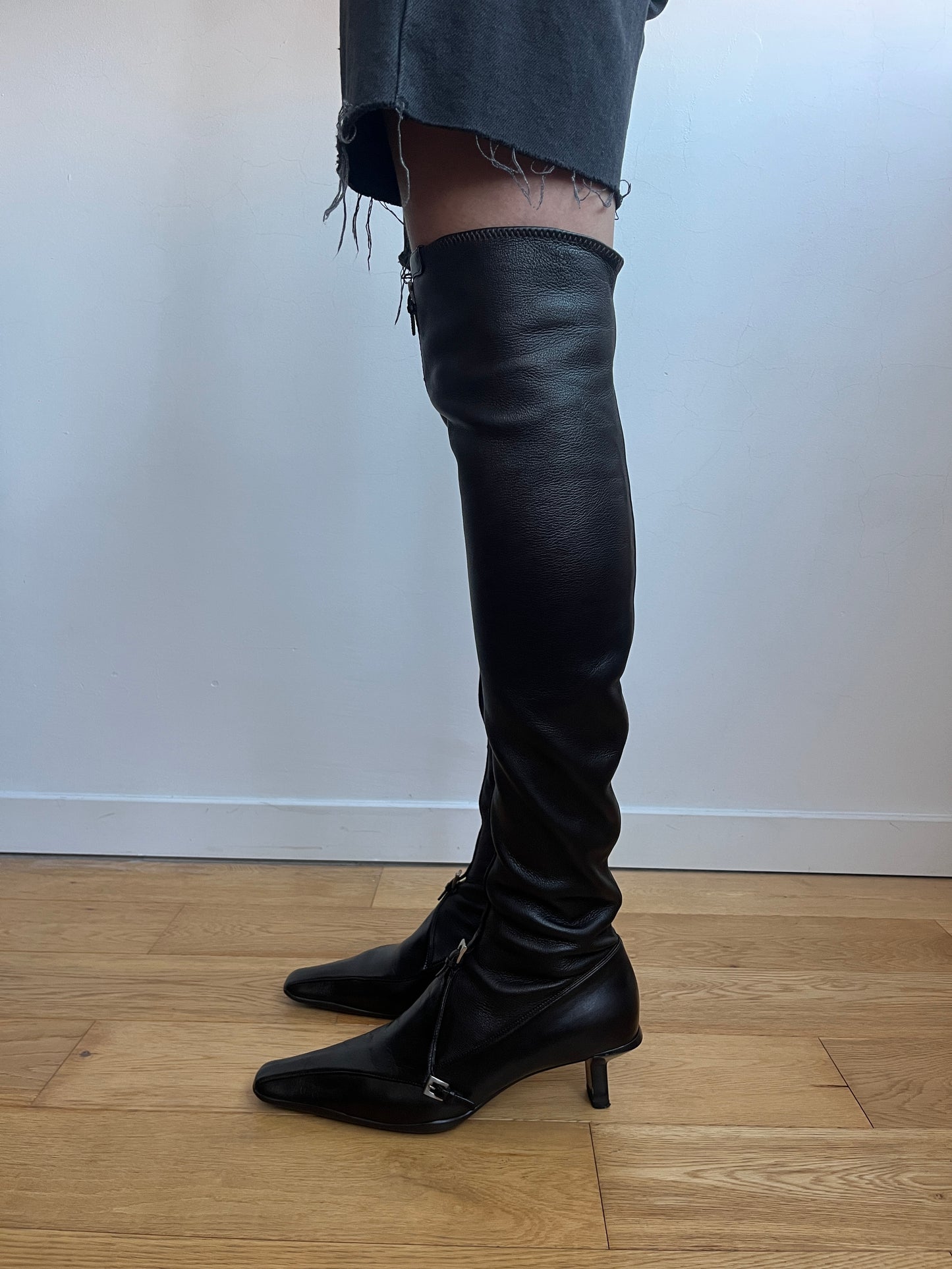 Prada 2000´s stretch leather high knee boots Size