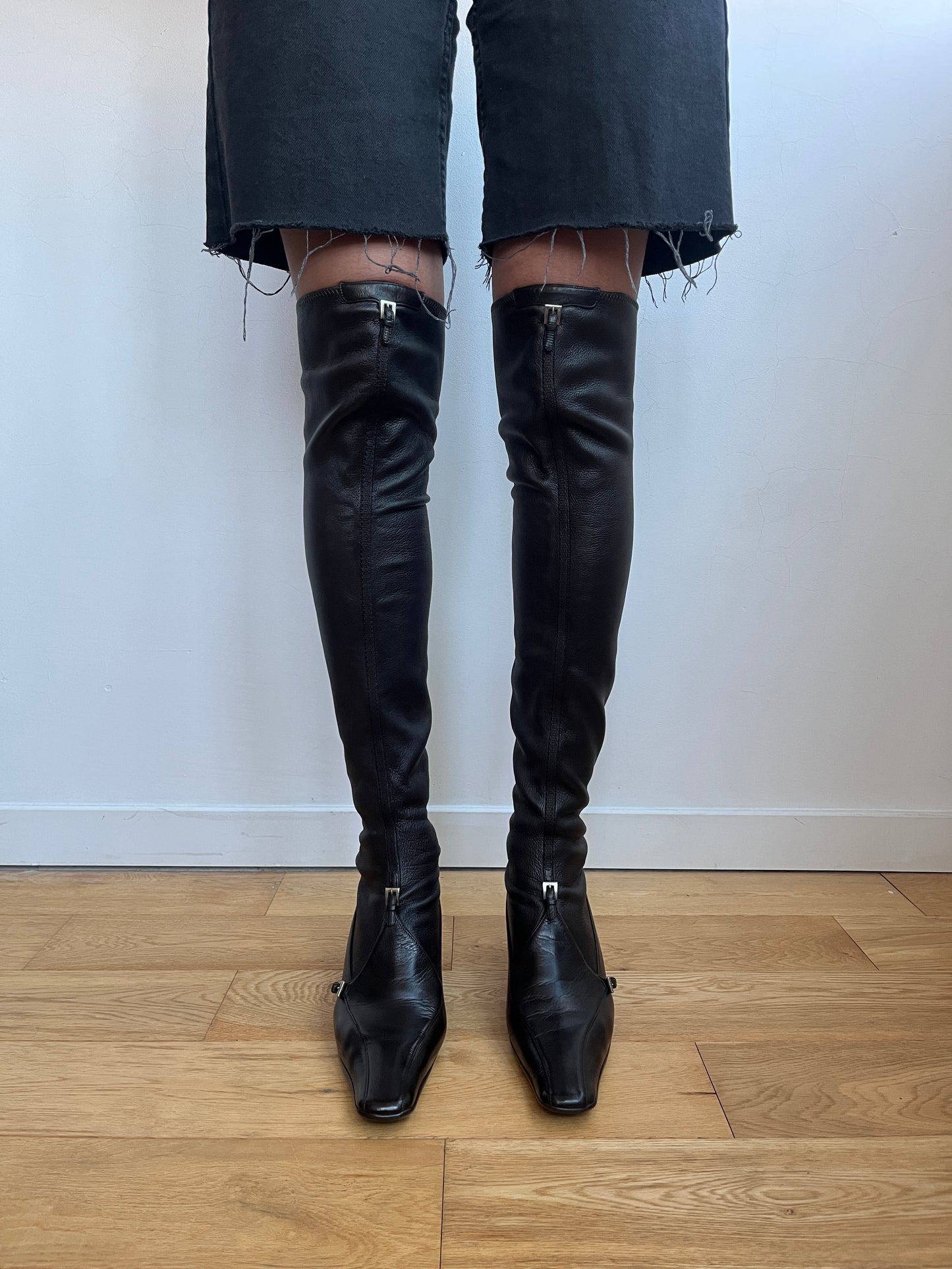 Prada 2000´s stretch leather high knee boots Size