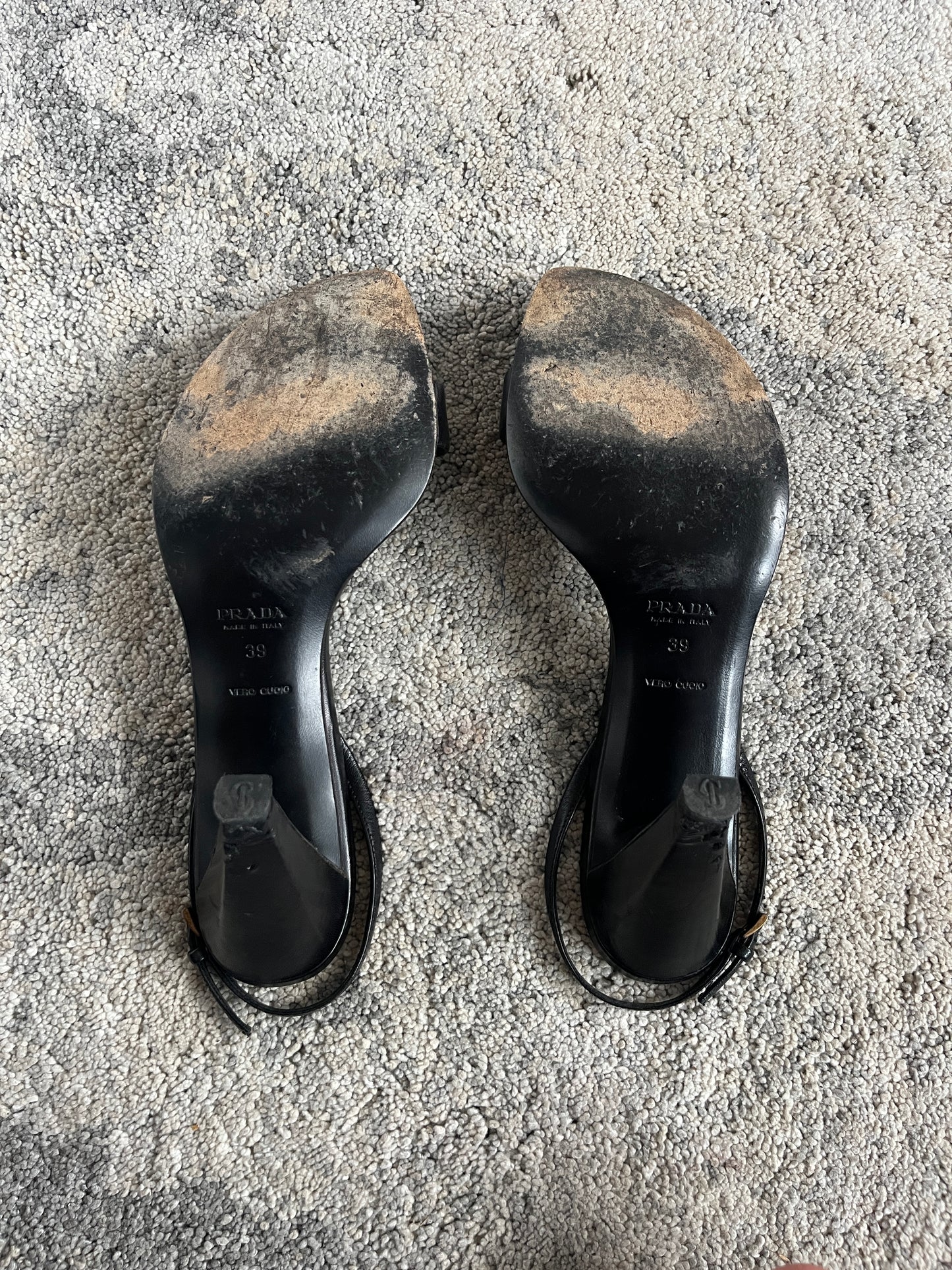 Prada 1990’s gold buckle heels