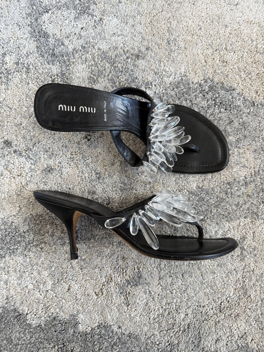Miu Miu 2000’s crystals flip flop heels