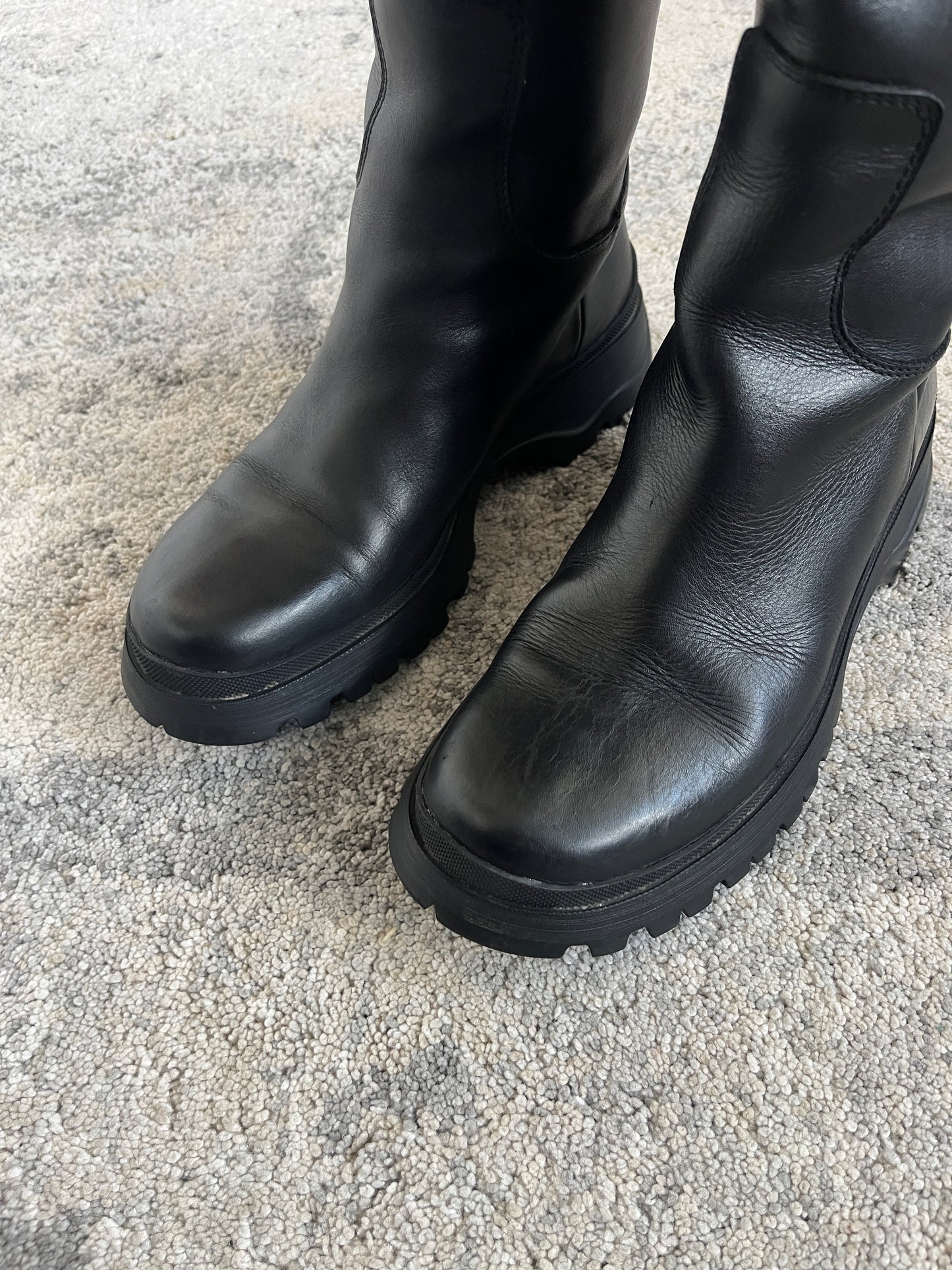 Prada FW2004 leather combat boots