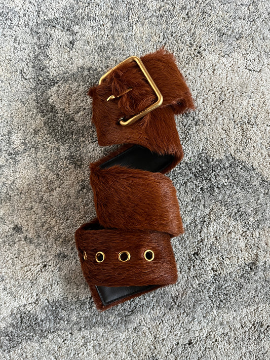 Prada FW2017 cognac fur belt