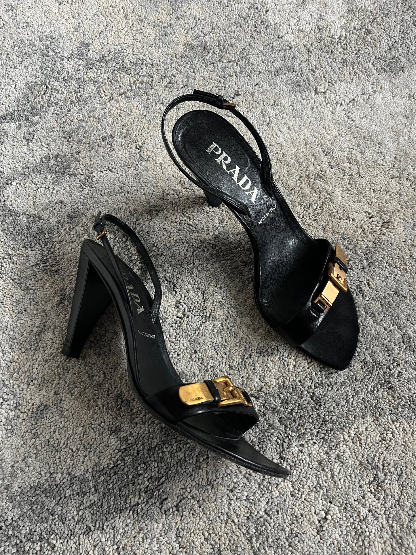 Prada 1990’s gold buckle heels