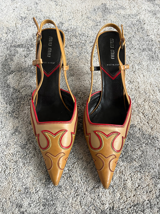 Miu Miu 2000’s cowboy slingback heels