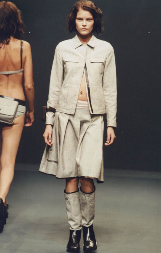 Prada SS1999 runway linen & leather boots