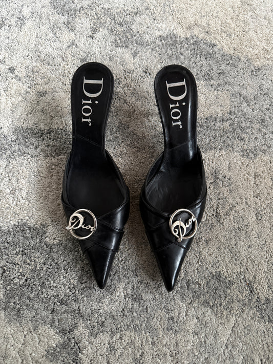 Christian Dior 2000’s leather heels mules