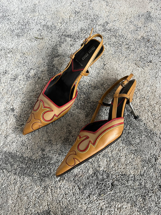 Miu Miu 2000’s cowboy slingback heels