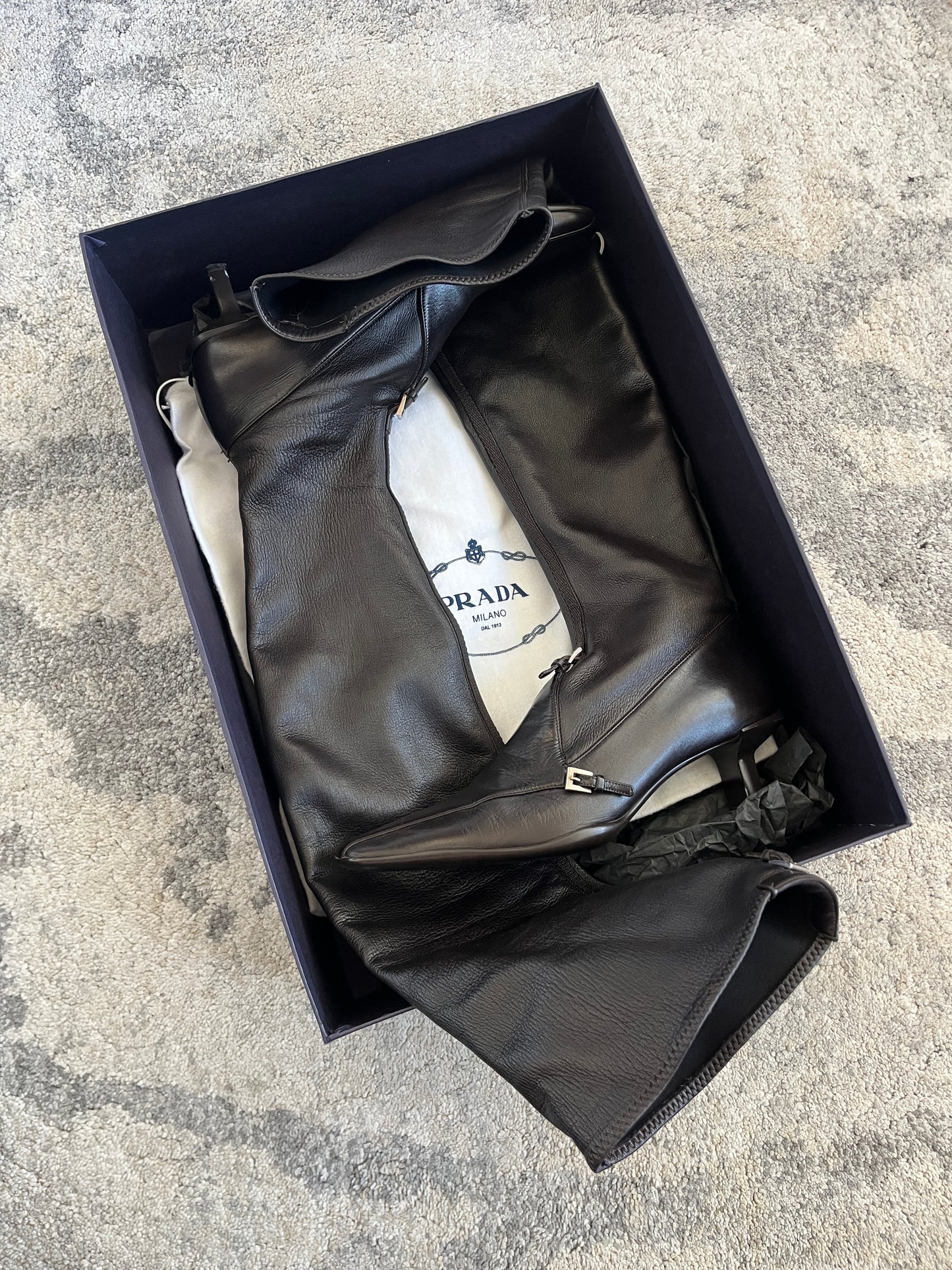 Prada 2000´s stretch leather high knee boots Size