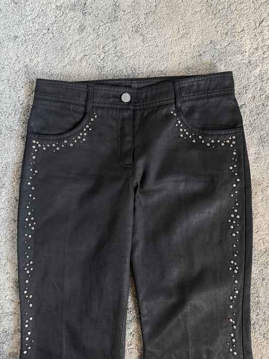 Chloé SS2001 studded waxed flared pants by Stella McCartney