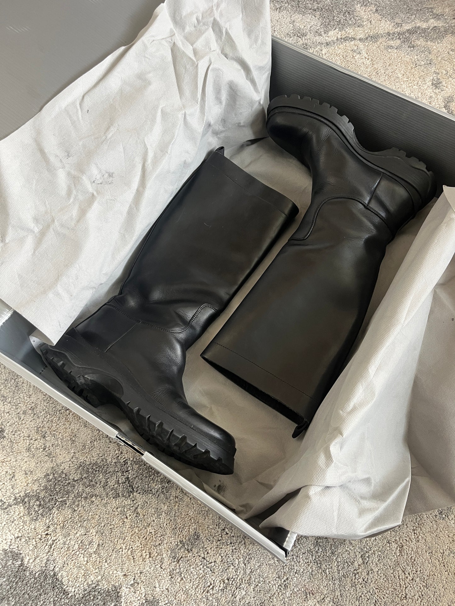 Prada FW2004 leather combat boots