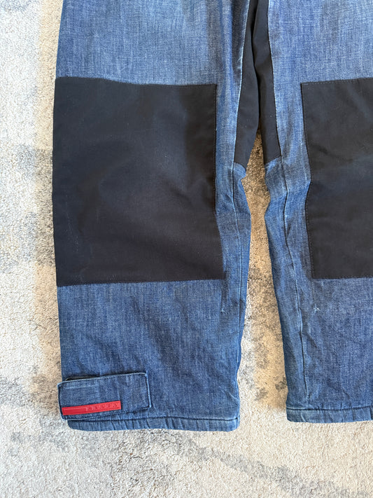Prada 2000’s denim & fleece double knee jeans