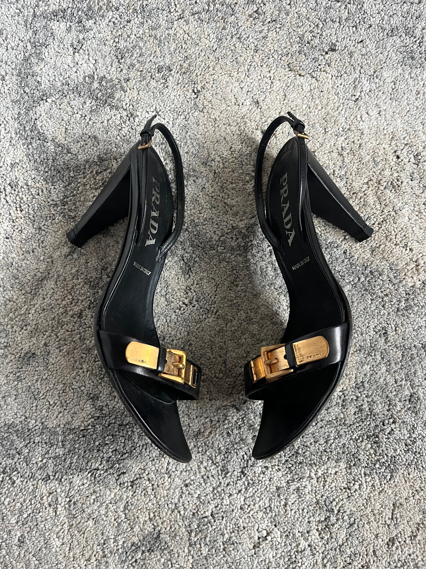 Prada 1990’s gold buckle heels