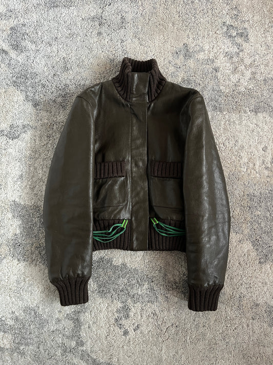 Miu Miu FW1999 leather wool cuffs jacket