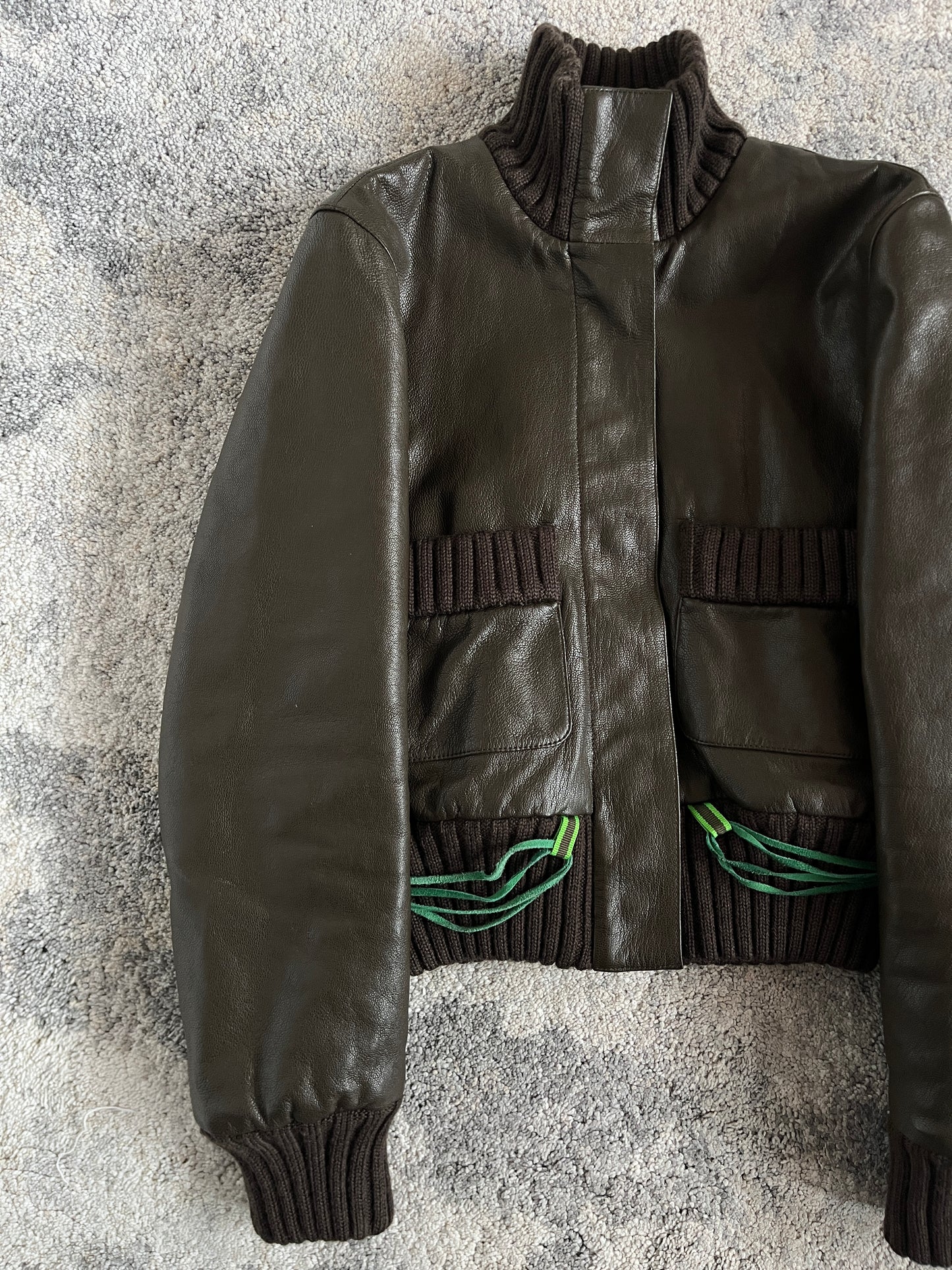 Miu Miu FW1999 leather wool cuffs jacket
