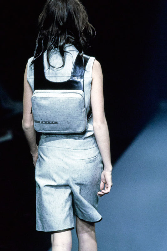 Prada SS1999 linen & leather backpack