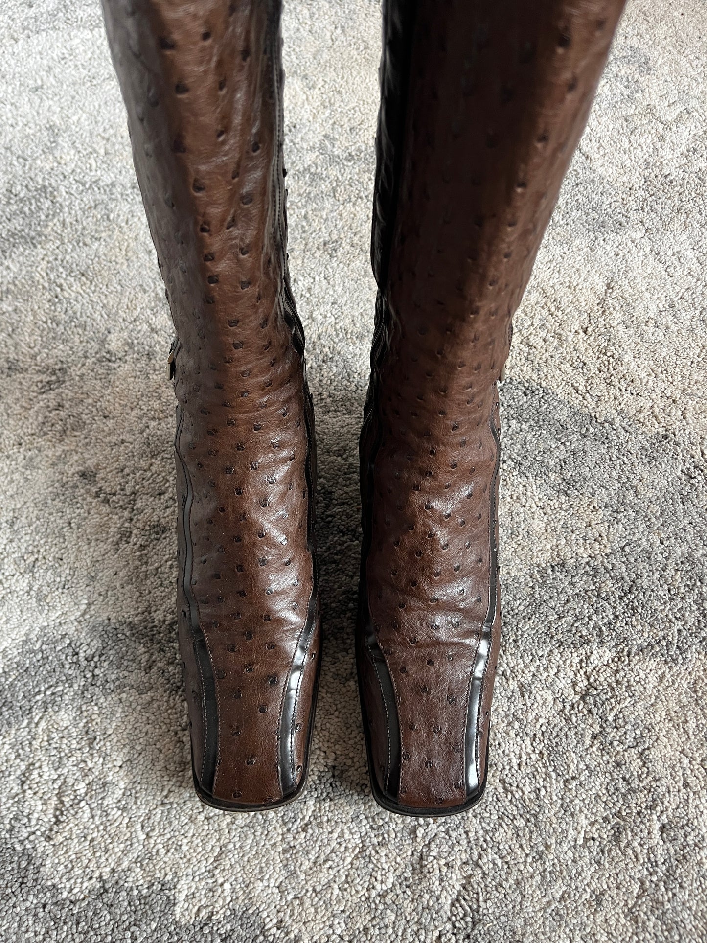 Prada FW2000 ostrich leather boots