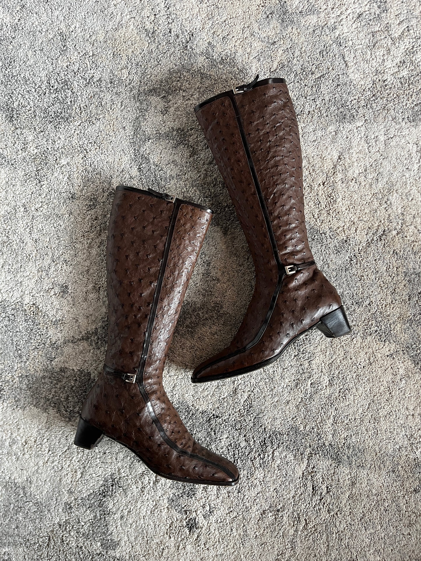 Prada FW2000 ostrich leather boots