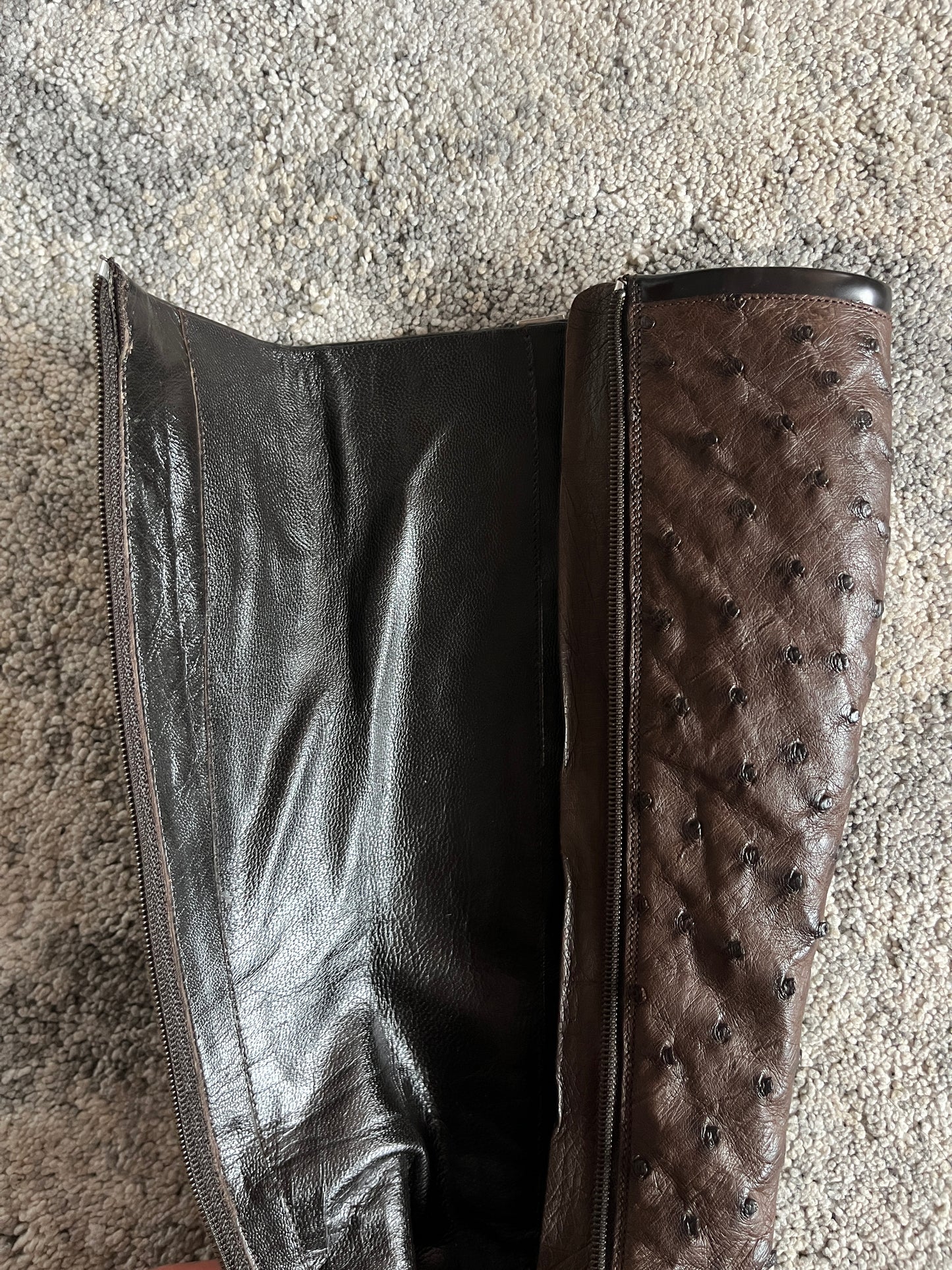 Prada FW2000 ostrich leather boots