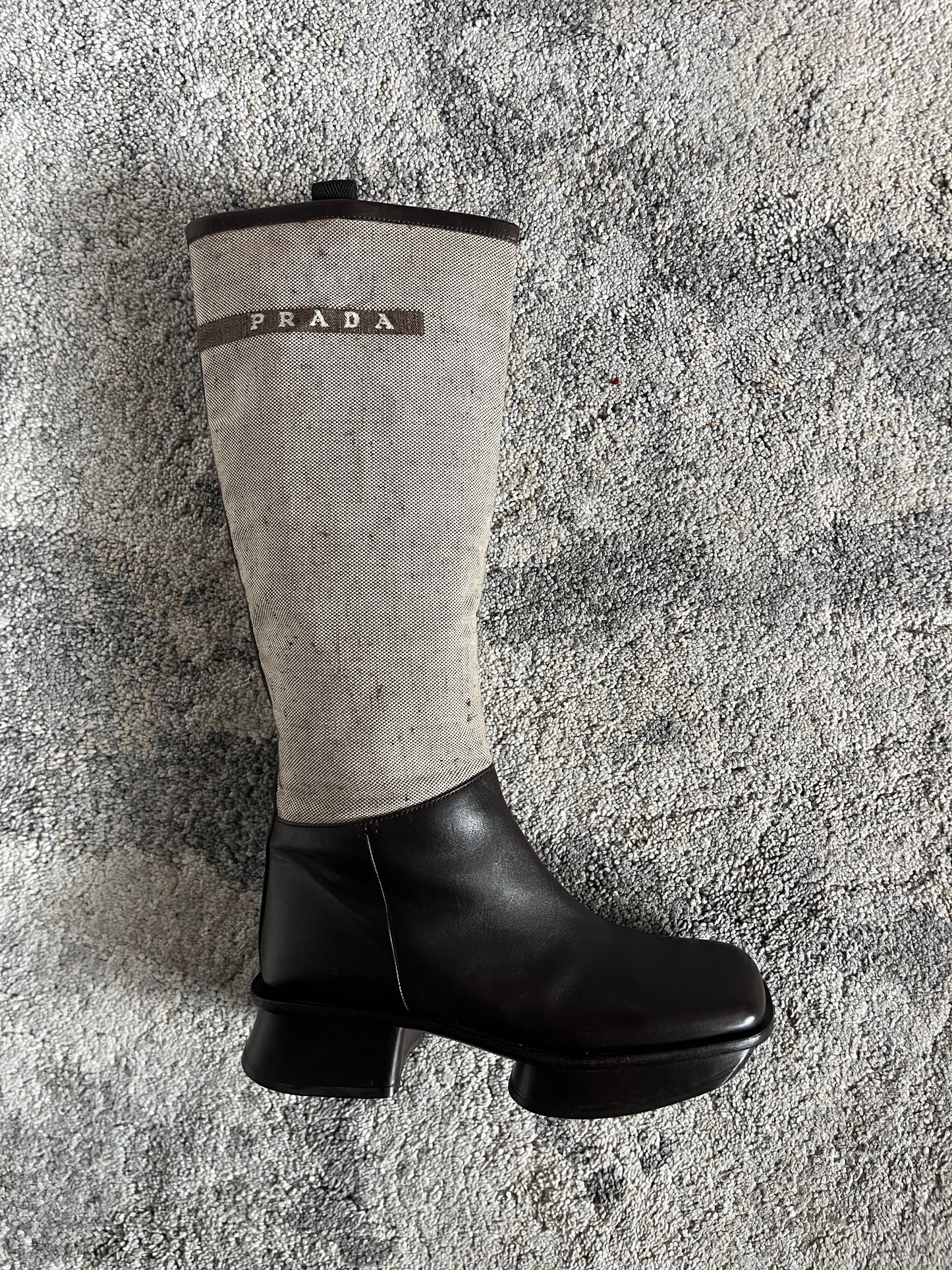 Prada SS1999 runway linen & leather boots